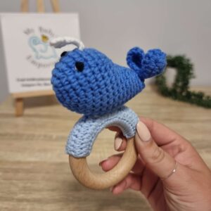 Crocheted Animal Rattle - Whale