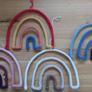 Knitted Wire Art Hanging Rainbows