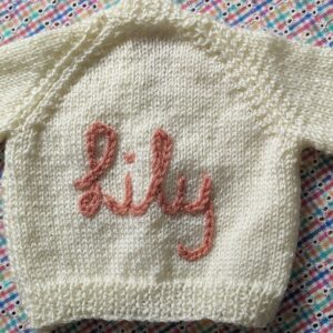 Personalised Hand Knitted Newborn Cardigan