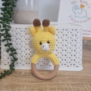 Crocheted Animal Rattle - Yellow Giraffe