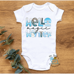 Baby Short Sleeve Onesie - Hello Magic Winter