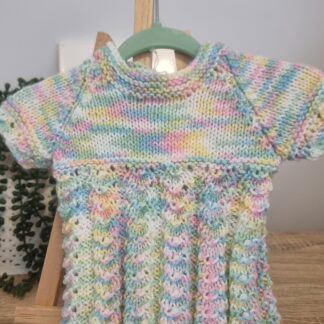 Rosie Handknitted Baby Dress Newborn - 3 Months - N/B - 3 Mths, Rainbow