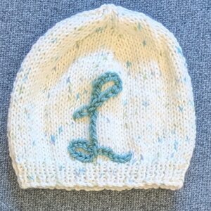 Mint Spot Beanie with Sea Green Initial