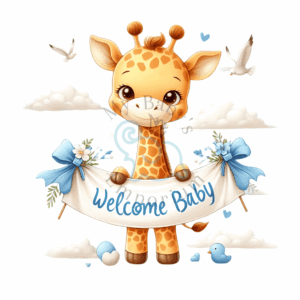 “Welcome Baby” Personalised Animal Onesie 🍼 - 3-6 Months (000), Giraffe
