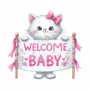 “Welcome Baby” Personalised Animal Onesie 🍼 - 3-6 Months (000), Cat