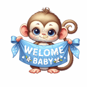 “Welcome Baby” Personalised Animal Onesie 🍼 - 3-6 Months (000), Monkey